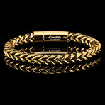 Polished Gold Plated Stainless Steel Franco Chain and Nylon Cord Bracelet // 7mm
