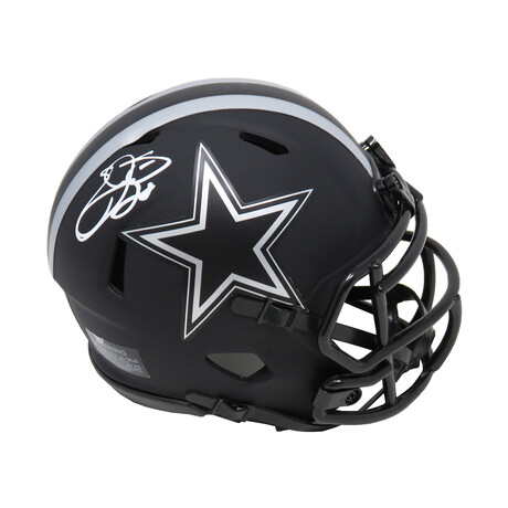 Emmitt Smith // Signed Dallas Cowboys Eclipse Black Matte Riddell Speed // Mini Helmet