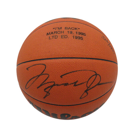 Michael Jordan // Signed Wilson Jet "I'm Back March 19, 1995" Engraved Basketball