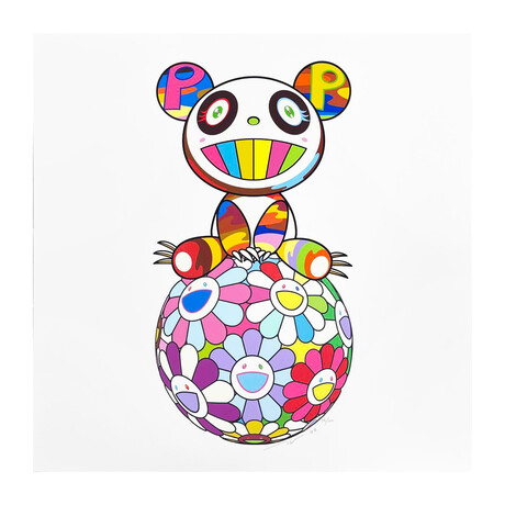 Takashi Murakami // Atop a Ball of Flowers, A Panda Cub Sits Properly // 2020