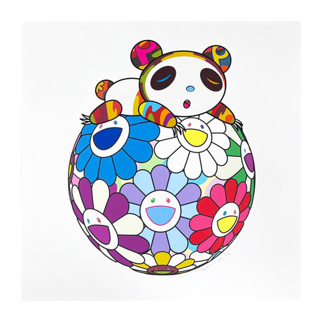 Takashi Murakami // Atop a Ball of Flowers, A Panda Cub Sleeps Soundly // 2020