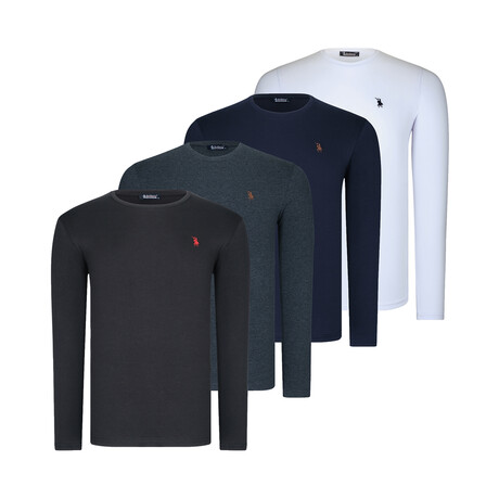Set of 4 Crewneck Sweatshirts // Black + Gray + Dark Blue + White (S)