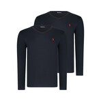 Set of 2 V-Neck Knit Tops // Black (S)