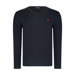 Set of 2 V-Neck Knit Tops // Black (S)