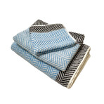 Blue Fume Herringbone (3 Piece Set // Bath Towel + Hand Towel + Wash Cloth)