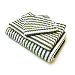 Waffle Green Ivory (3 Piece Set // Bath Towel + Hand Towel + Wash Cloth)