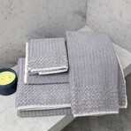 Bonini Chevron Silver Gray (4 Piece Set // Bath Sheet + Bath Towel + Hand Towel + Wash Cloth)