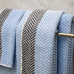 Blue Fume Herringbone (3 Piece Set // Bath Towel + Hand Towel + Wash Cloth)