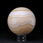 Genuine Polished Gemmy Banded White Onyx Sphere 3" With Acrylic Display Stand