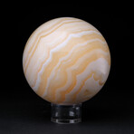 Genuine Polished Gemmy Banded White Onyx Sphere 3" With Acrylic Display Stand