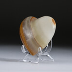 Genuine Polished Banded Onyx Heart + Velvet Pouch v.2