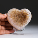 Genuine Citrine Clustered Heart + Acrylic Display Stand