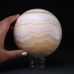 Genuine Polished Gemmy Banded White Onyx Sphere 3" With Acrylic Display Stand