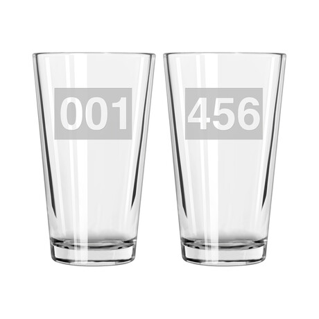 Pint Glasses // Set of 2 // Squid Game Player Numbers