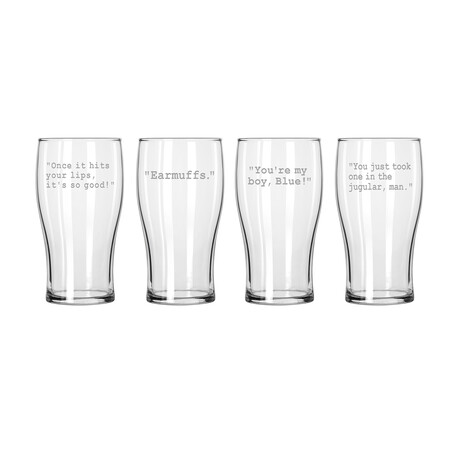 Classic Pub Glasses // Set of 4 // Old School Quotes