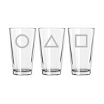 Pint Glasses // Set of 3 // Squid Game Icons