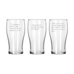 Classic Pub Glasses // Set of 3 // Scarface Quotes