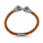 Lions Head Leather Bracelet // Brown