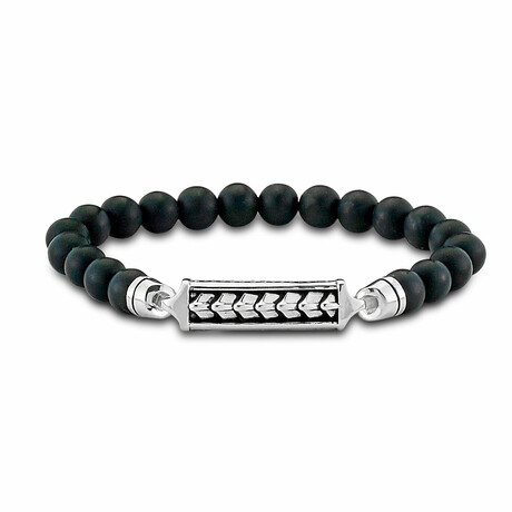 Matte Onyx + Silver Bar Bracelet // Black