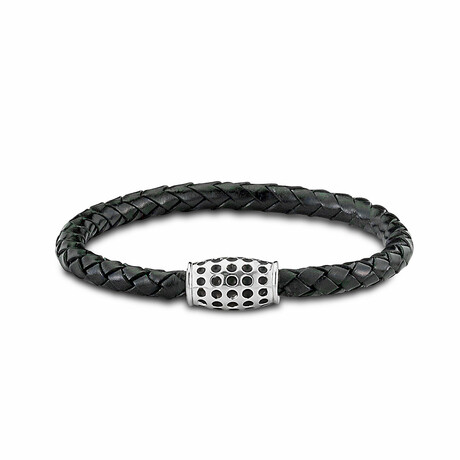 Leather Bracelet + Silver Accent // Black