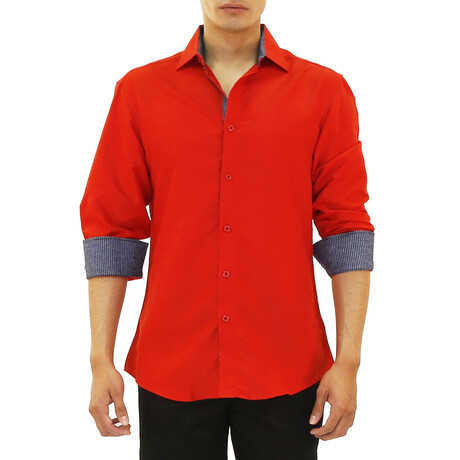 Its A Classic Long Sleeve Button Up Shirt // Red (S)