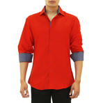 Its A Classic Long Sleeve Button Up Shirt // Red (L)