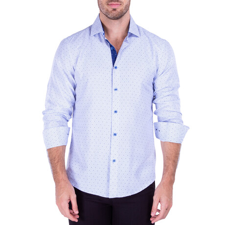 Mesh Well Long Sleeve Button Up Shirt // White (S)