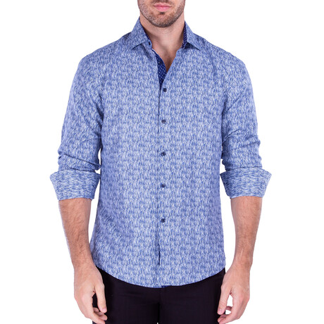 Drip Long Sleeve Button Up Shirt // Navy (S)
