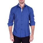 Entwined Long Sleeve Button Up Shirt // Navy (2XL)