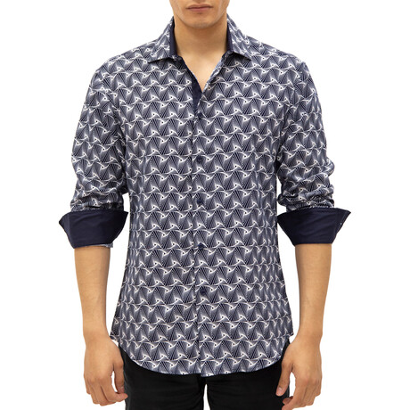 Deco Long Sleeve Button Up Shirt // Navy (S)