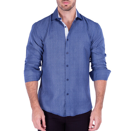 Mr. Know-It-All Long Sleeve Button Up Shirt // Navy (S)