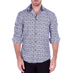 Optical Illusion Long Sleeve Button Up Shirt // Black (M)