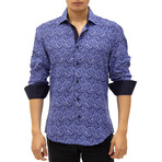 Paisley Predicament Long Sleeve Button Up Shirt // Purple (M)