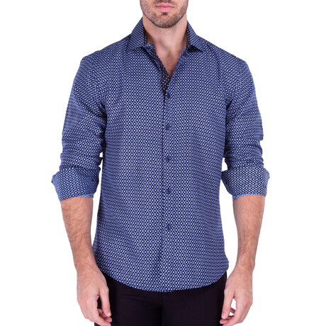 Reign Long Sleeve Button Up Shirt // Navy (S)