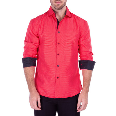 The Professor Long Sleeve Button Up Shirt // Red (S)