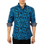 Going Baroque Long Sleeve Button Up Shirt // Blue (2XL)