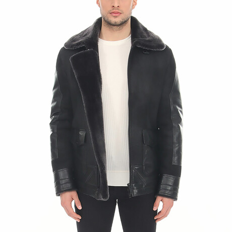 Gary Shearling + Leather Jacket // Black (S)