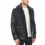 Gary Shearling + Leather Jacket // Black (L)