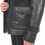 Gary Shearling + Leather Jacket // Black (L)
