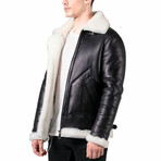 Austin Shearling Jacket // Black + White (XL)
