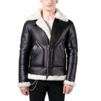Austin Shearling Jacket // Black + White (XL)