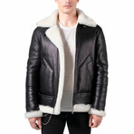 Austin Shearling Jacket // Black + White (S)