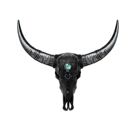 Carved Buffalo Skull // Black Aura // Labradorite