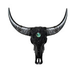 Carved Buffalo Skull // Black Third Eye // Labradorite
