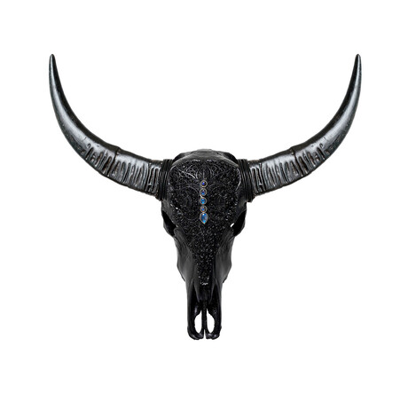 Carved Buffalo Skull // Black Wisdom // Labradorite