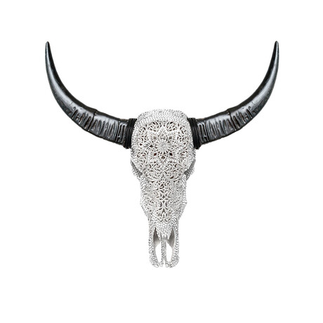 Carved Buffalo Skull // Gleaming Mandala // Crystal Finish