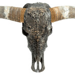 Carved Longhorn Skull // Gray From Hell