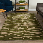 Addison Calabar Transitional Abstract Waves Pine (3'6" x 5'6" Area Rug)