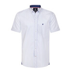 Short Sleeve Button-Up Shirt // White + Light Blue (XL)