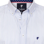 Short Sleeve Button-Up Shirt // White + Light Blue (L)